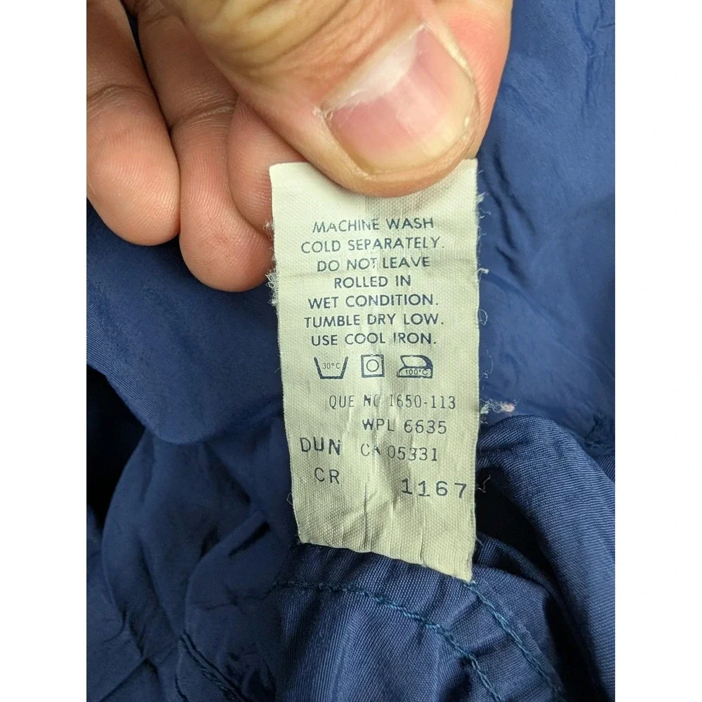 Vintage Woolrich Jacket Mens Large Blue Nylon Anorak Hooded 1/4 Zip Pullover